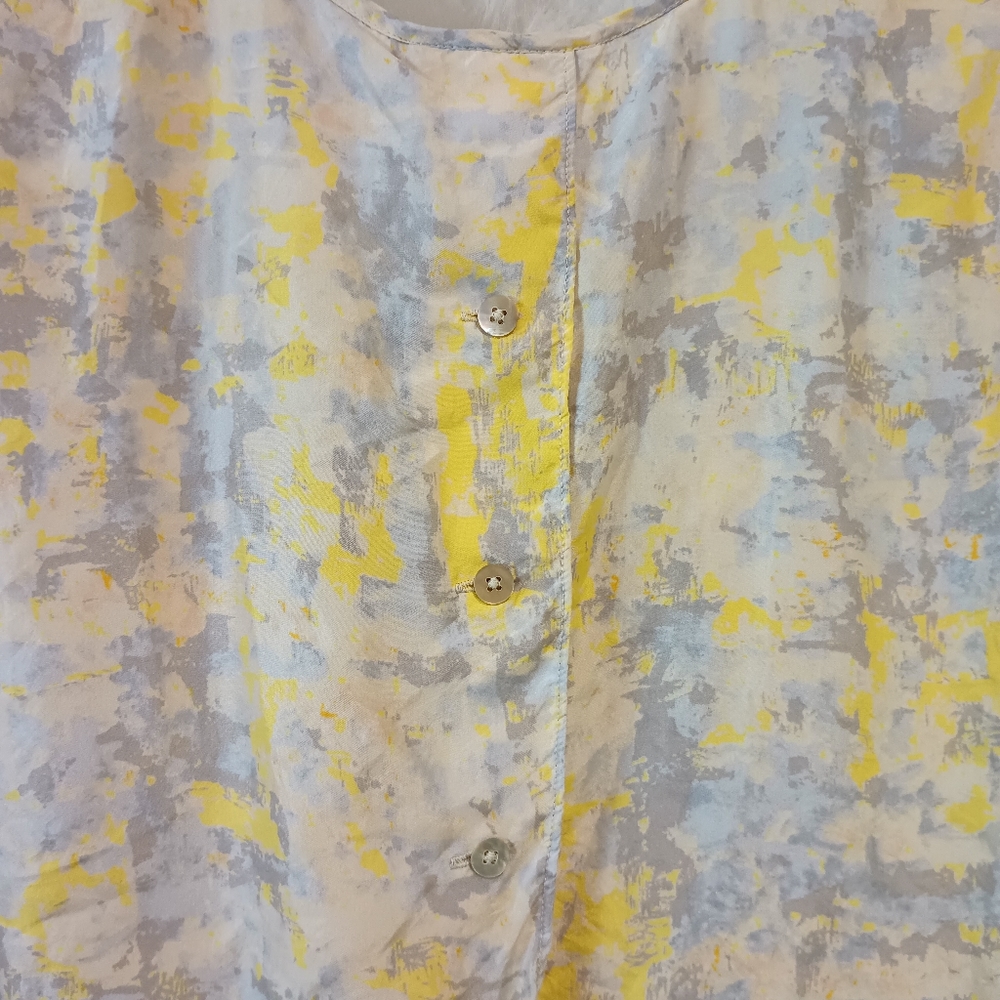 Cabi Yellow and Gray Sleeveless 100% Silk Tank Top Size XS - Picture 9 of 11